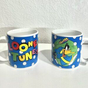 VTG Warner Bros. Daffy Duck Coffee Mug Cups Set Golf Theme Sakura 1994